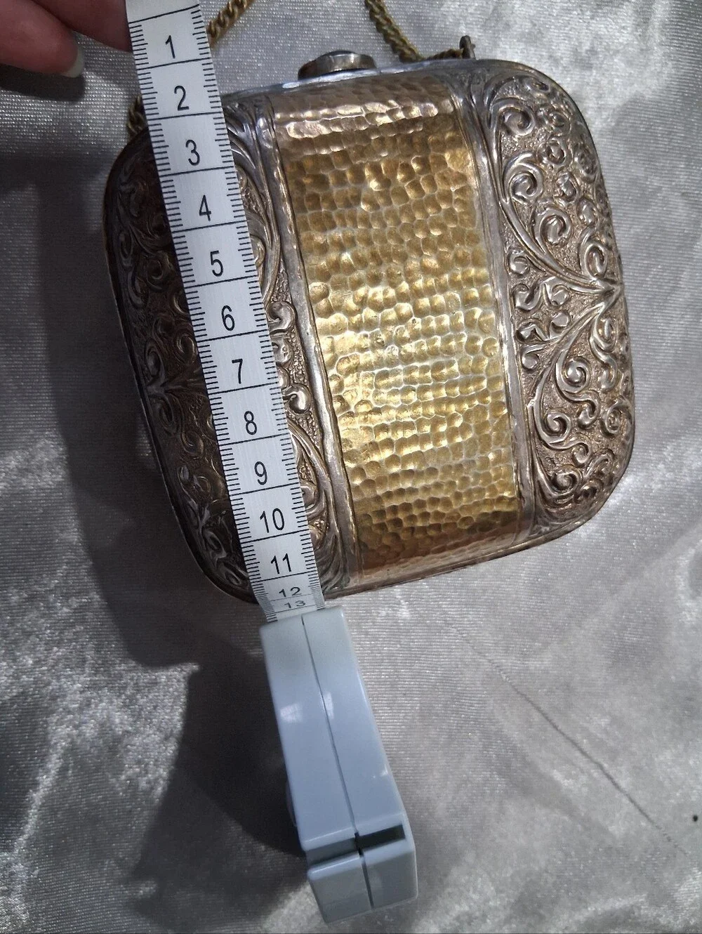 Gold and Silver Ornate Metal Crossbody Bag